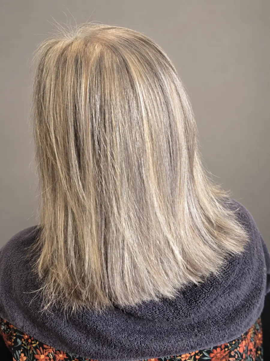 Soft silver-grey colour blended through a dark base