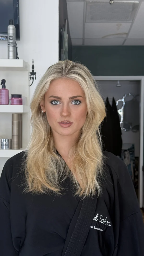 Before: shoulder-length blonde hair